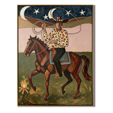 “Starlit Rodeo” – Vintage Western Cowboy Horse Oil Painting