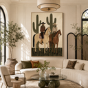 "Desert Companions" – Modern Western Equestrian Warm Earth Tone Oil Painting