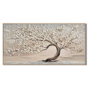 “Whispering Branches” – Wabi-Sabi Beige Tree Panoramic Hand-Painted Canvas Art
