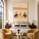 "Desert Adventure" – Modern Warm Neutral Impasto Cowgirls Trio Painting
