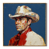 "Silent Rider" – Western Cowboy Portrait Textured Oil Painting