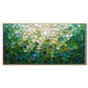 “Emerald Fragments” – Green Mosaic Abstract Impasto Oil Painting