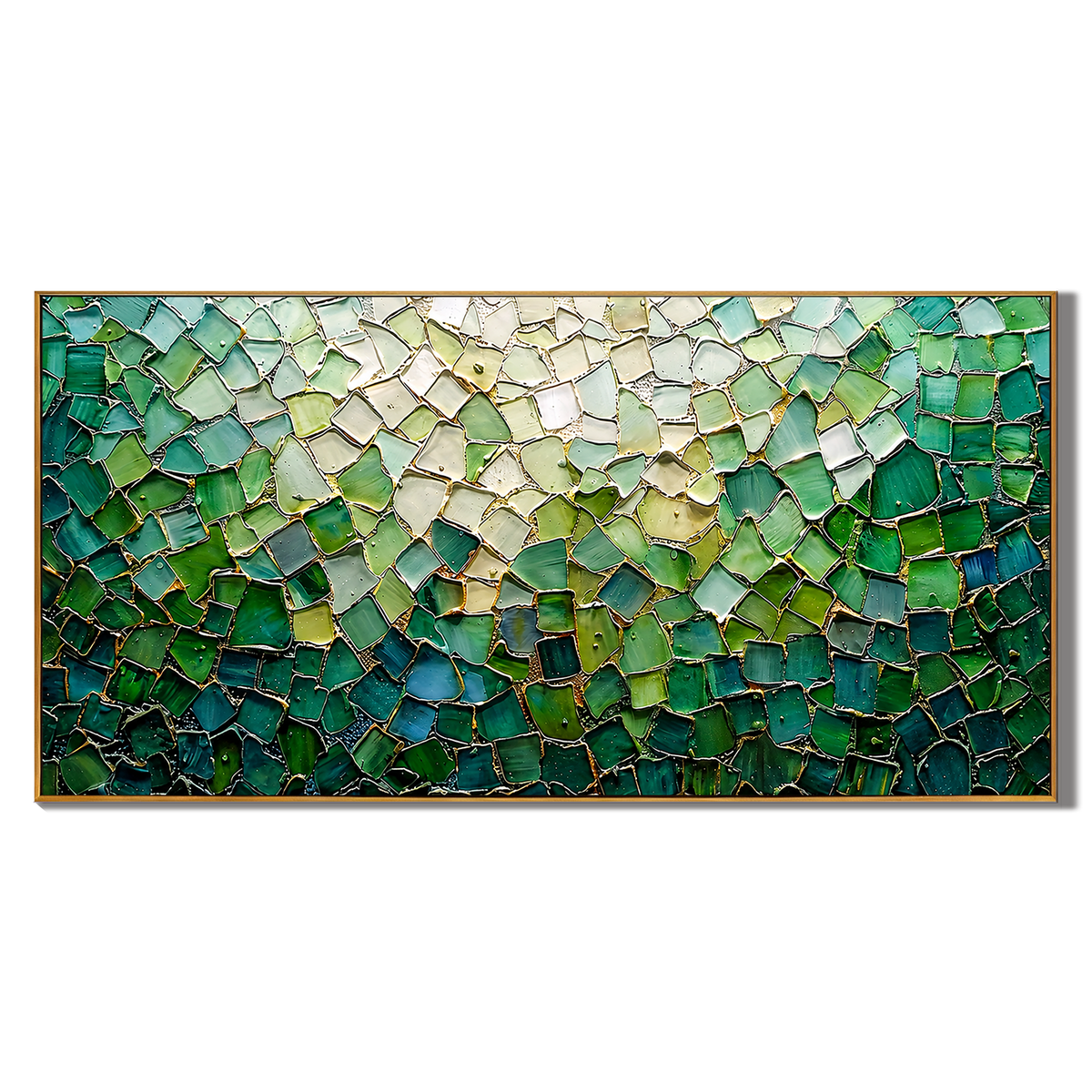 “Emerald Fragments” – Green Mosaic Abstract Impasto Oil Painting