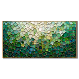 “Emerald Fragments” – Green Mosaic Abstract Impasto Oil Painting