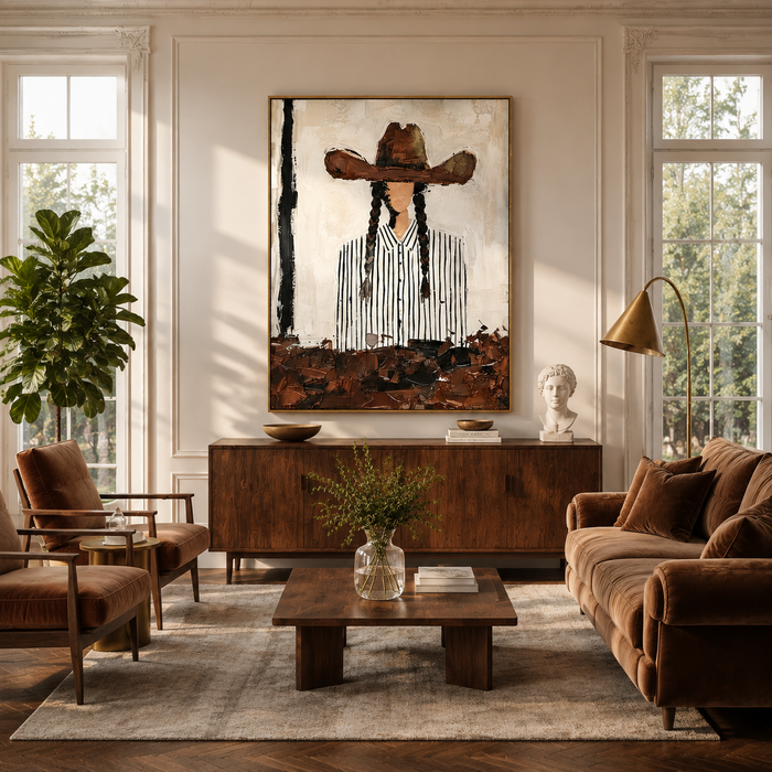 “Silent Cowgirl” – Modern Western Portrait Oil Painting