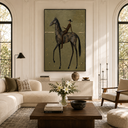 "Midnight Trot" – Minimalist Elongated Equestrian Oil Painting on Canvas