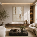 "Timeless Sanctuary" – Wabi-Sabi Off-White Textured Abstract Relief Painting