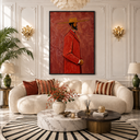 "The Bespoke Gentleman" – Textured Crimson Red Figurative Modern Oil Painting