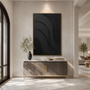 "Noir Current" – Black Wabi Sabi Abstract Textured Wall Art