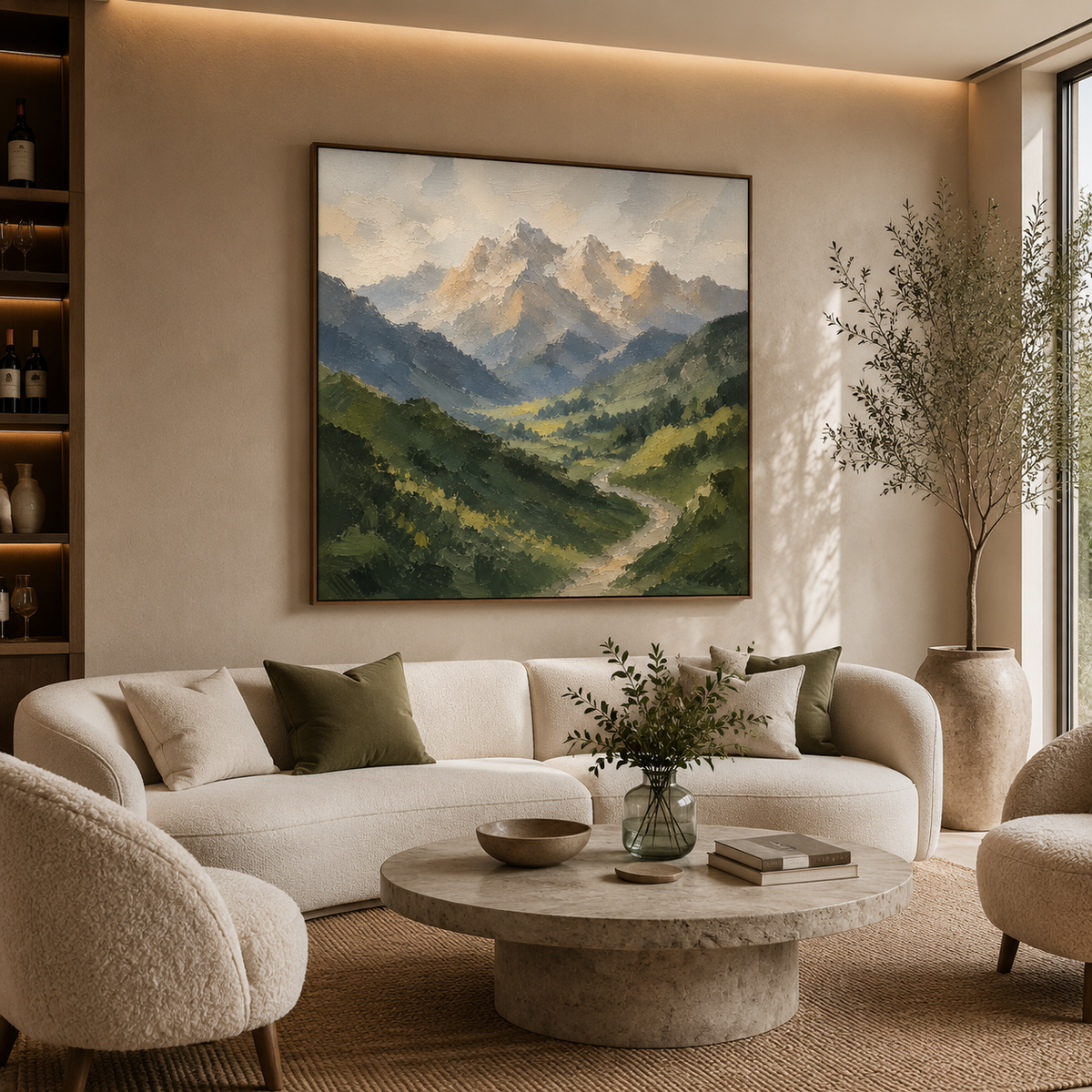 "Eternal Echoes" – Majestic Impasto Palette Knife Mountain Landscape Oil Painting