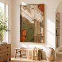 "Earthen Facade" – Olive Green Terracotta Textured Abstract Painting