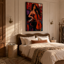 "Melody of the Heart" – Fire & Scarlet Heavy Impasto Cello Player Painting