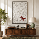 "Untamed Spirit" – Textural Red Horse Minimalist Impasto Painting