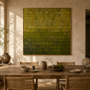 "Moss Rhythm" – Olive Green Textured Pattern Painting