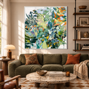 "Verdant Symphony" – Modern Textured Botanical Green Abstract Oil Painting