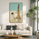 “Quiet Shepherdess” – Sage Green Pastoral Sheep Oil Painting