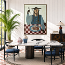 “After the Feast” – Vintage Folk Dining Portrait Oil Painting