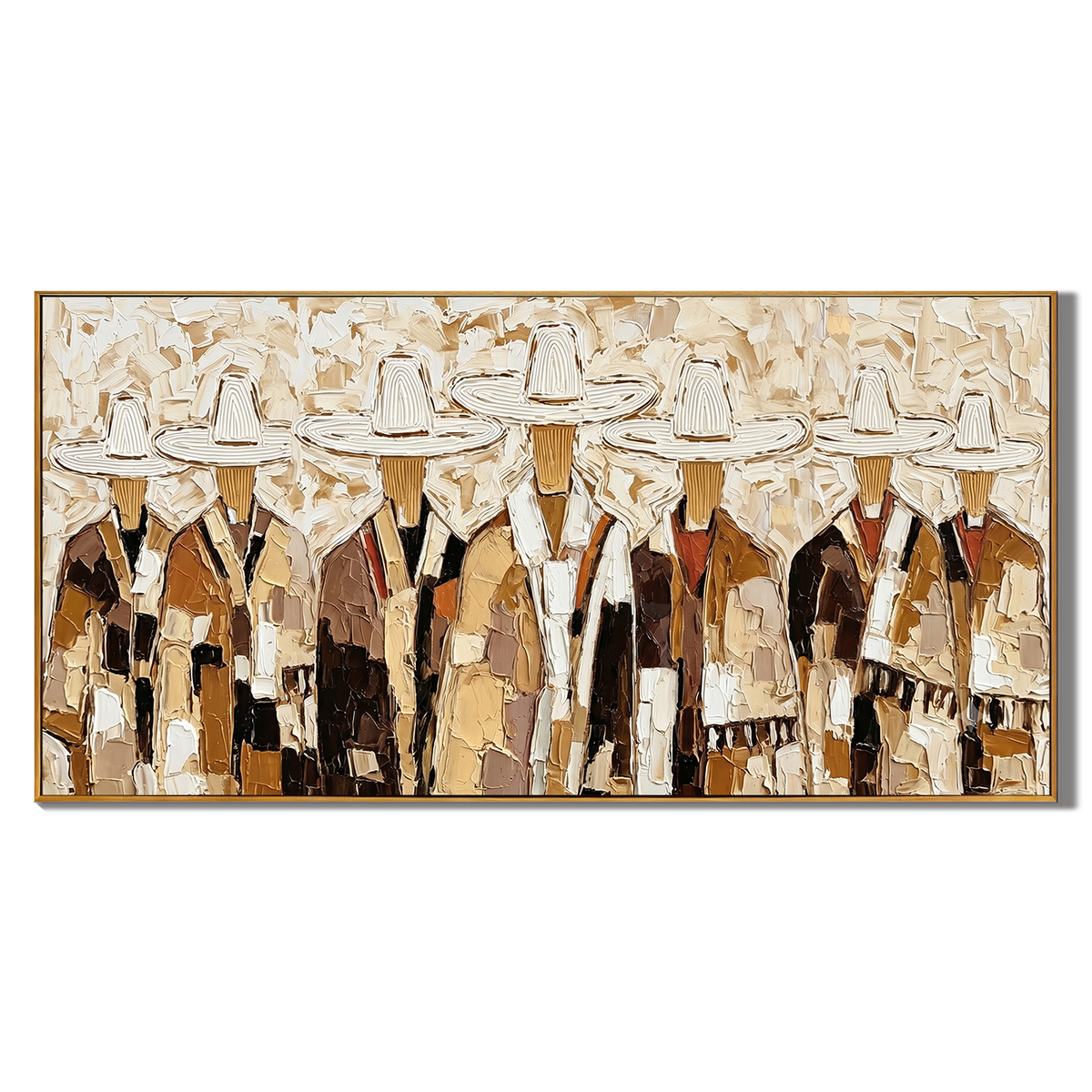 “Frontier Assembly” – Rustic Western Cowboy Group Impasto Oil Painting