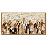 “Frontier Assembly” – Rustic Western Cowboy Group Impasto Oil Painting