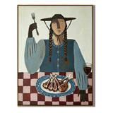 “After the Feast” – Vintage Folk Dining Portrait Oil Painting
