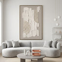 "Gilded Stillness" – Wabi Sabi White Geometric Textured Painting