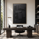 "Shadow Relic" – Black Wabi Sabi Abstract Textured Wall Art