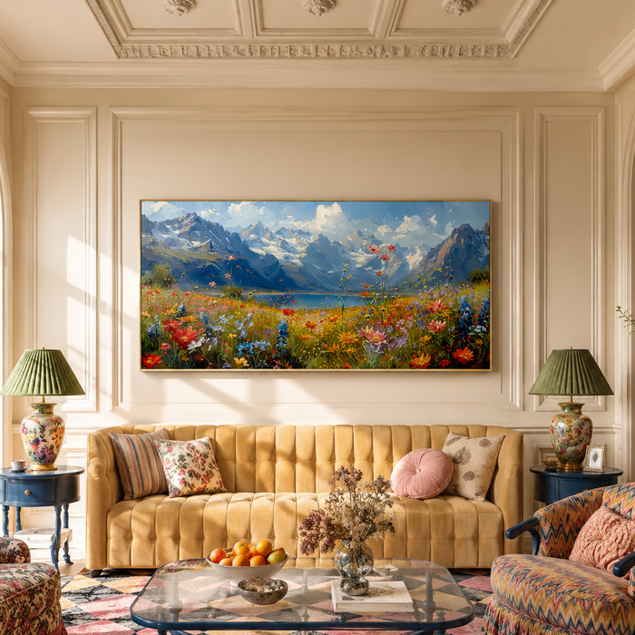 "Mountain Romance" – Impressionist Mountain Meadow & Wildflower Oil Painting