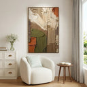 "Earthen Facade" – Olive Green Terracotta Textured Abstract Painting