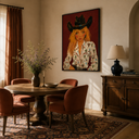 "Desert Siren" – Modern Western Cowgirl Crimson Impasto Oil Painting