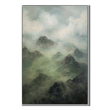 "Whispering Ridges" – Moody Impressionist Alpine Mist Textured Oil Painting