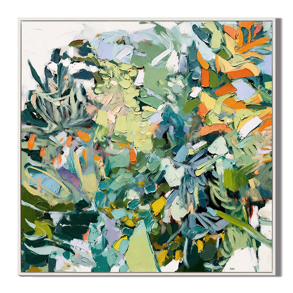 "Verdant Symphony" – Modern Textured Botanical Green Abstract Oil Painting