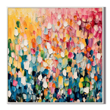"Blooming Celebration" – Colorful Floral Abstract Textured Painting