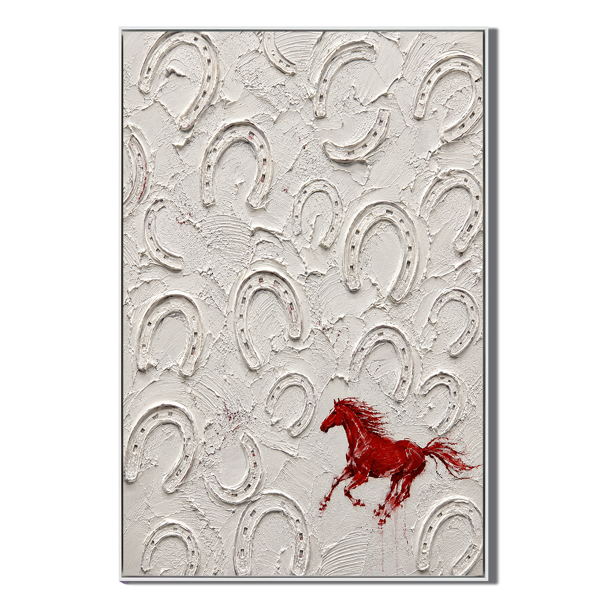 "Untamed Spirit" – Textural Red Horse Minimalist Impasto Painting