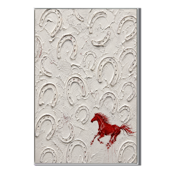 "Untamed Spirit" – Textural Red Horse Minimalist Impasto Painting