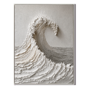 "White Tide Stillness" – Wabi Sabi Wave Textured Oil Painting