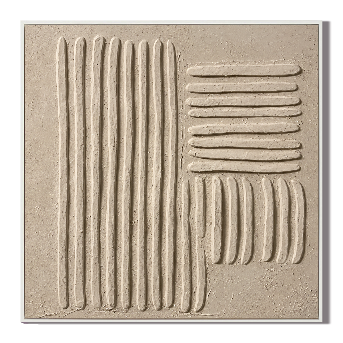 "Tranquil Resonance" – Wabi-Sabi Beige Textured Acrylic Painting