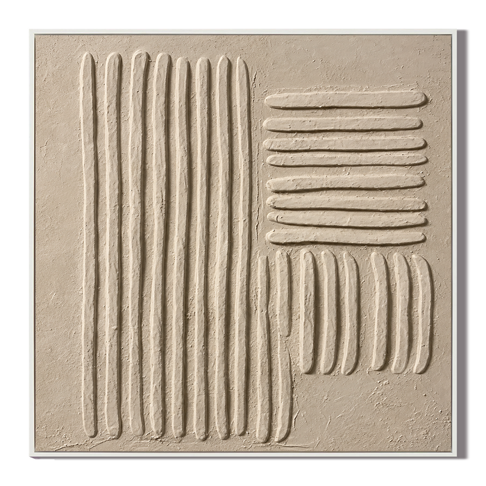 "Tranquil Resonance" – Wabi-Sabi Beige Textured Acrylic Painting
