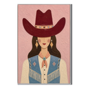 "Untamed Whimsy" – Contemporary Folk Art Pink Cowgirl Impasto Painting
