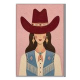"Untamed Whimsy" – Contemporary Folk Art Pink Cowgirl Impasto Painting