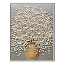 "Ivory Blossom Grace" – White Floral Vase Textured Oil Painting