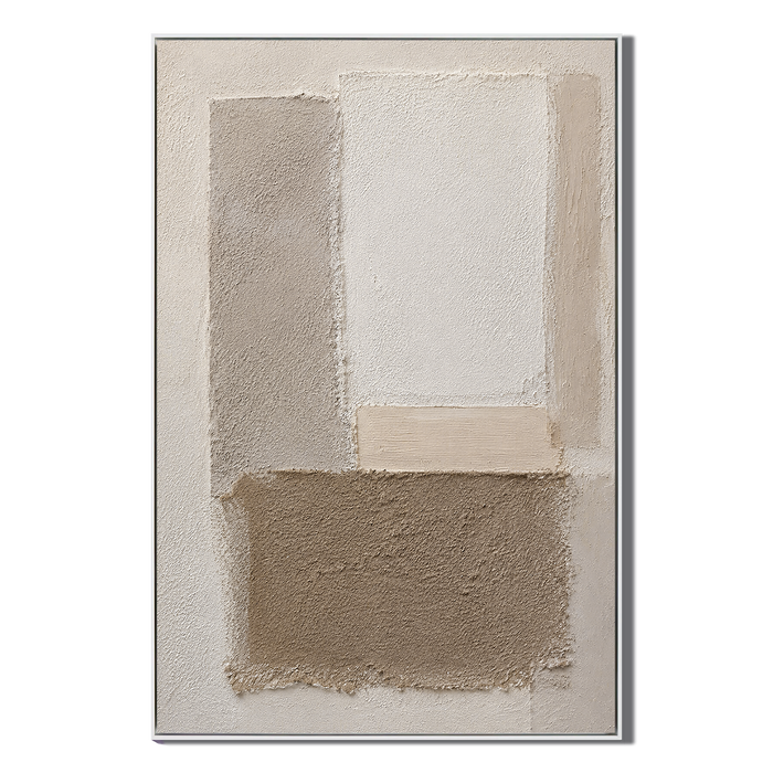 "Tranquil Foundations" – Wabi-Sabi Earth Tone Geometric Relief Painting