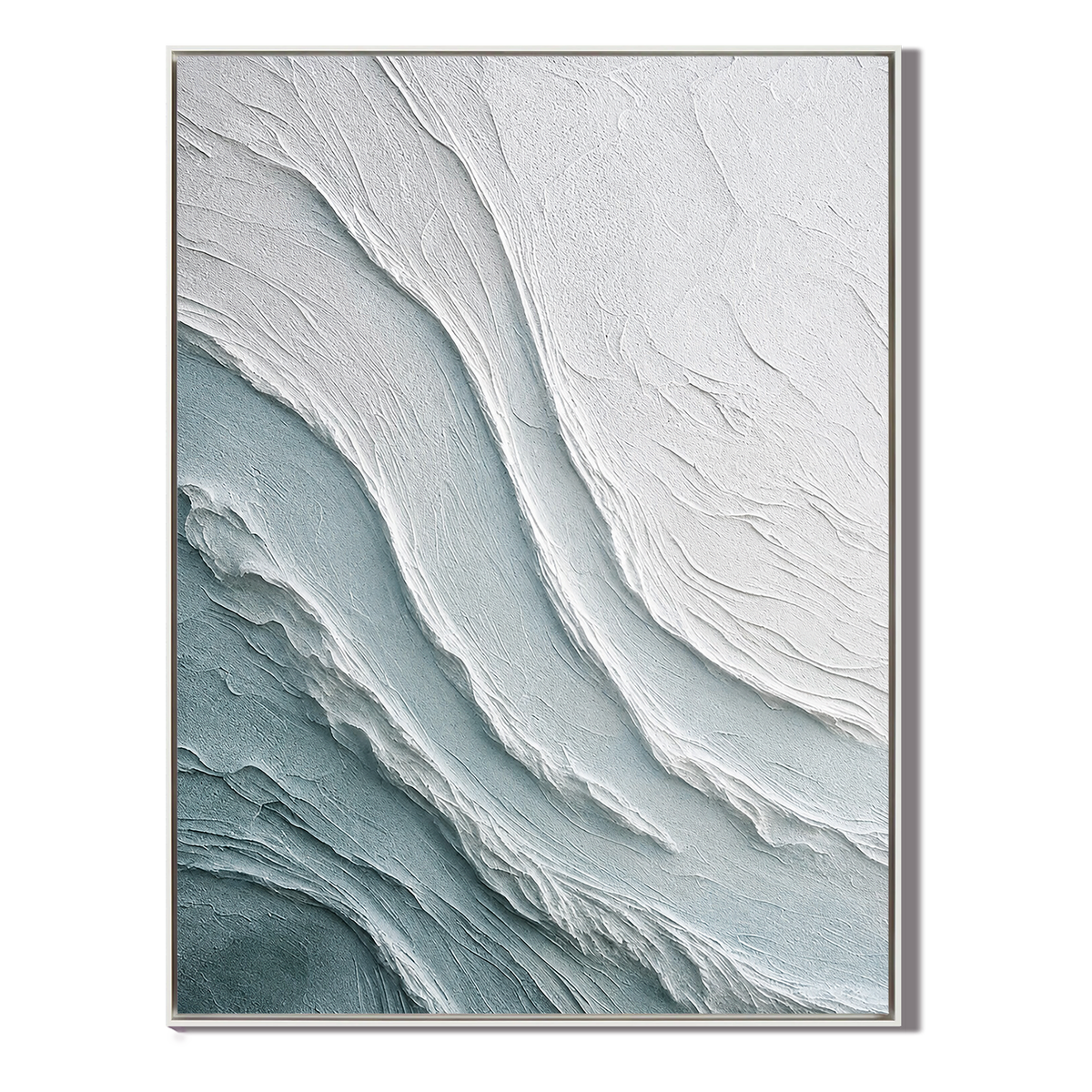 "Glacial Whisper" – Ice Blue Wabi Sabi Textured Abstract Painting