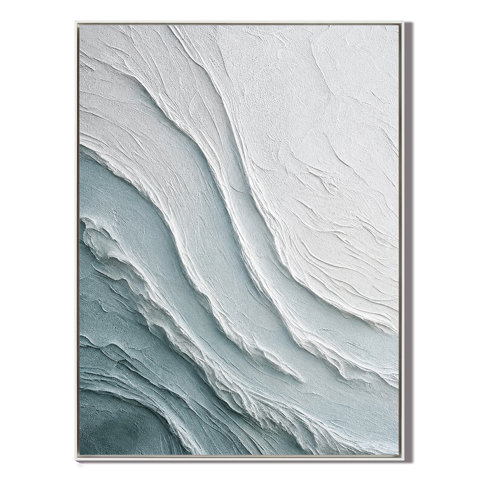 "Glacial Whisper" – Ice Blue Wabi Sabi Textured Abstract Painting