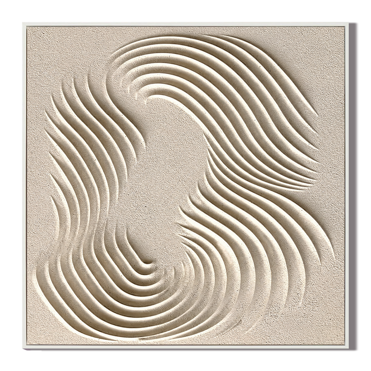 "Infinite Flow" – Wabi-Sabi Cream White Wave Relief Acrylic Painting