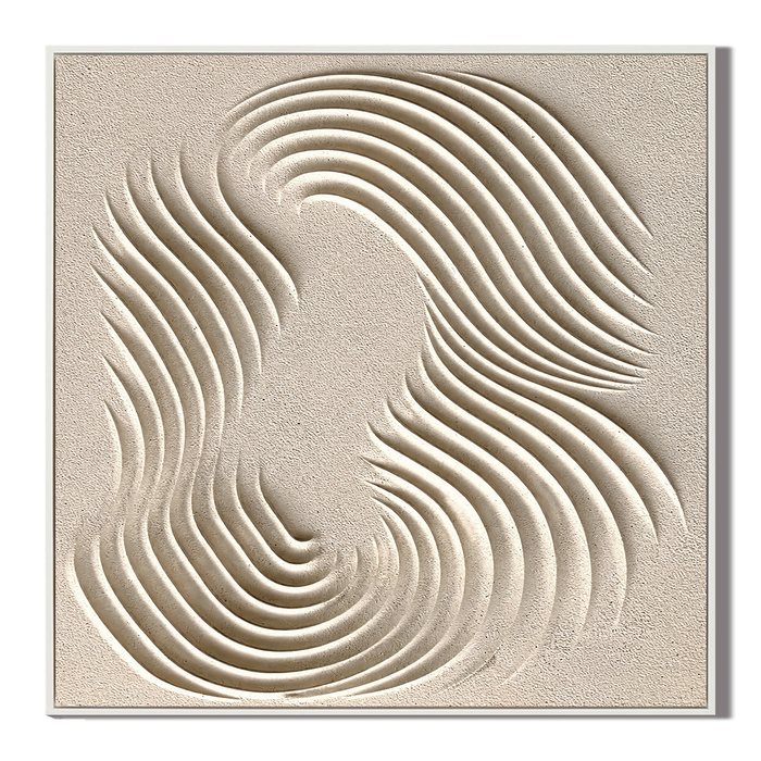 "Infinite Flow" – Wabi-Sabi Cream White Wave Relief Acrylic Painting