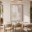 "Gilded Stillness" – Wabi Sabi White Geometric Textured Painting