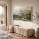 "Natural Horizon"—Impressionistic Soft Green Mountain Landscape Oil Painting
