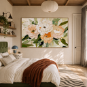 "Flowers in full bloom" – Modern Heavy Impasto Floral Palette Knife Oil Painting