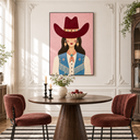 "Untamed Whimsy" – Contemporary Folk Art Pink Cowgirl Impasto Painting