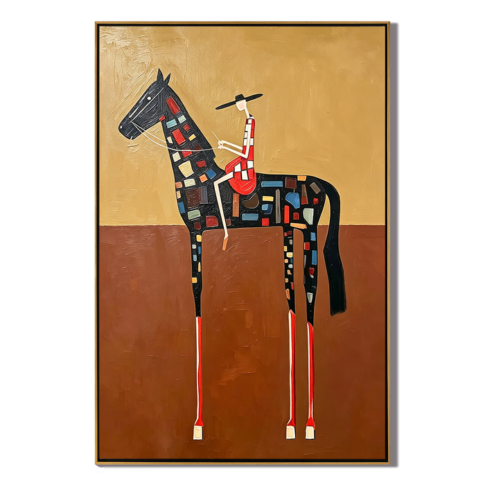 “Patchwork Rider” – Modern Western Horse Oil Painting